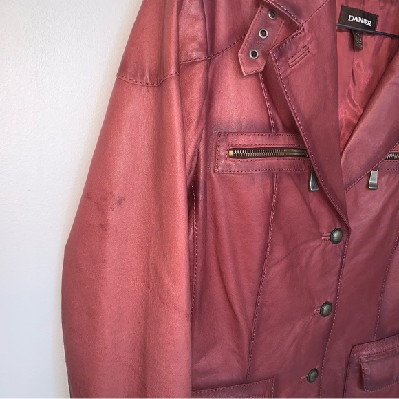 Danier Women's Red Leather Jacket M - Picture 7 of 13